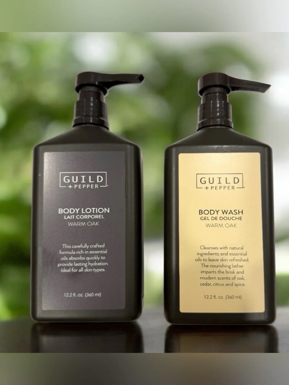 GUILD + PEPPER WARM OAK LUXURY BODY DUO | Body Wash & Body Lotion | 12.2 oz